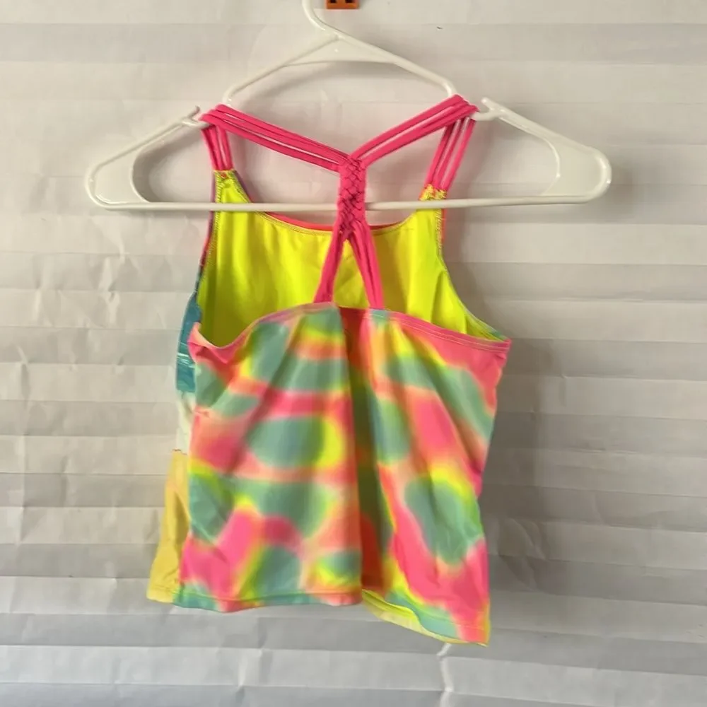 Wonder Nation Girls Large Tankini Swim Top Rainbow Unicorn Print